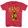 Red heather Flash Gordon t-shirt featuring Flash Gordon Ming The Merciless design