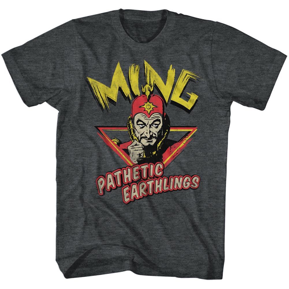 Black heather Flash Gordon t-shirt featuring Flash Gordon Ming Pathetic design