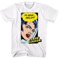 White Flash Gordon t-shirt featuring Flash Gordon Help design