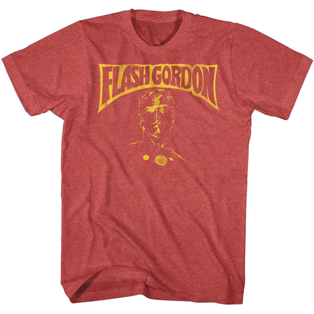 Red heather Flash Gordon t-shirt featuring Flash Gordon Flash Bust portrait design