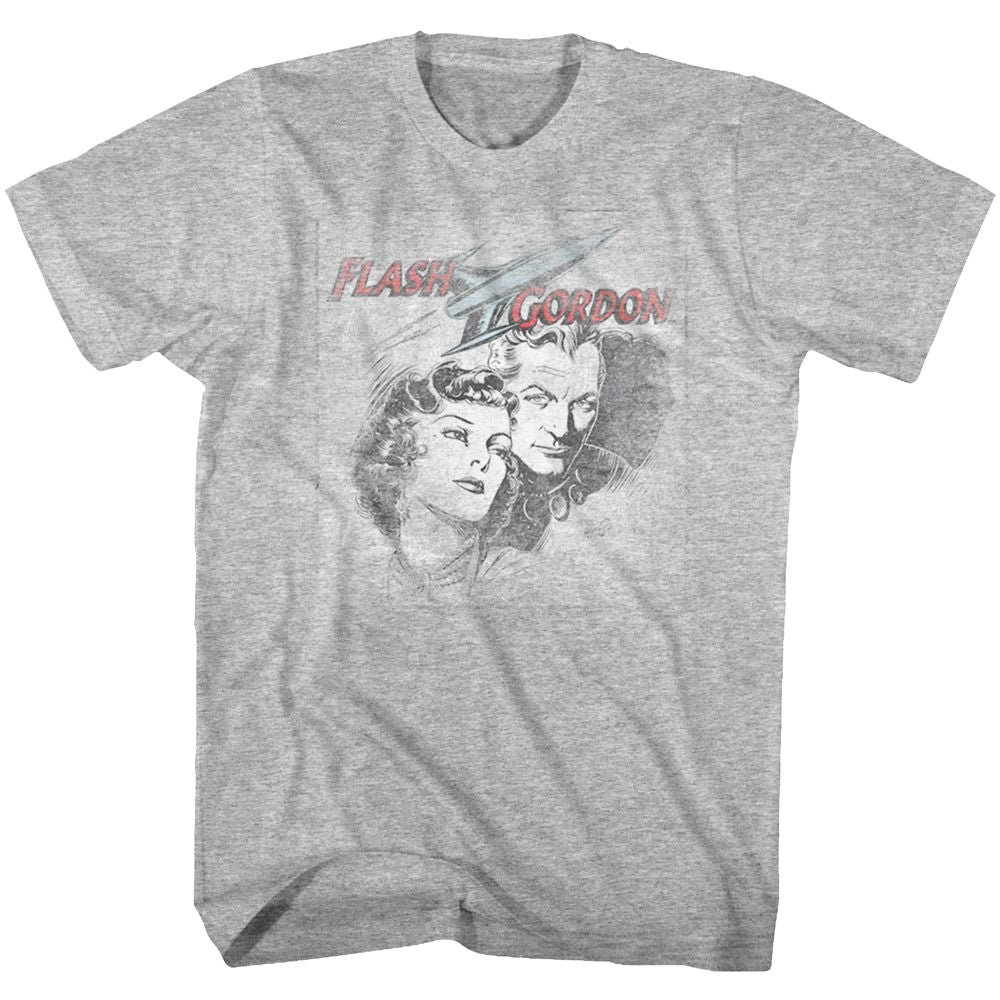 Gray heather Flash Gordon t-shirt featuring Flash Gordon Flash Head design