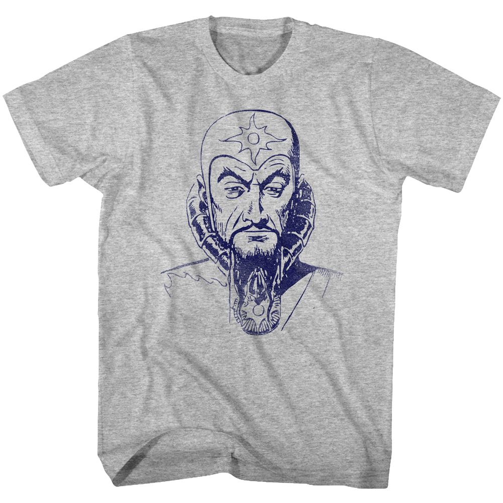 Gray heather Flash Gordon t-shirt featuring Flash Gordon Ming Mug design