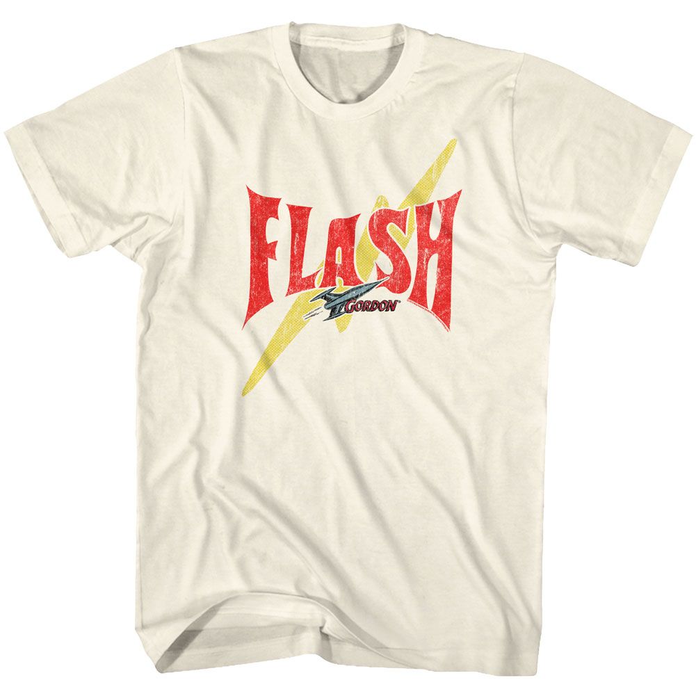 Natural Flash Gordon t-shirt featuring Flash Gordon Flash Bolt lightning design