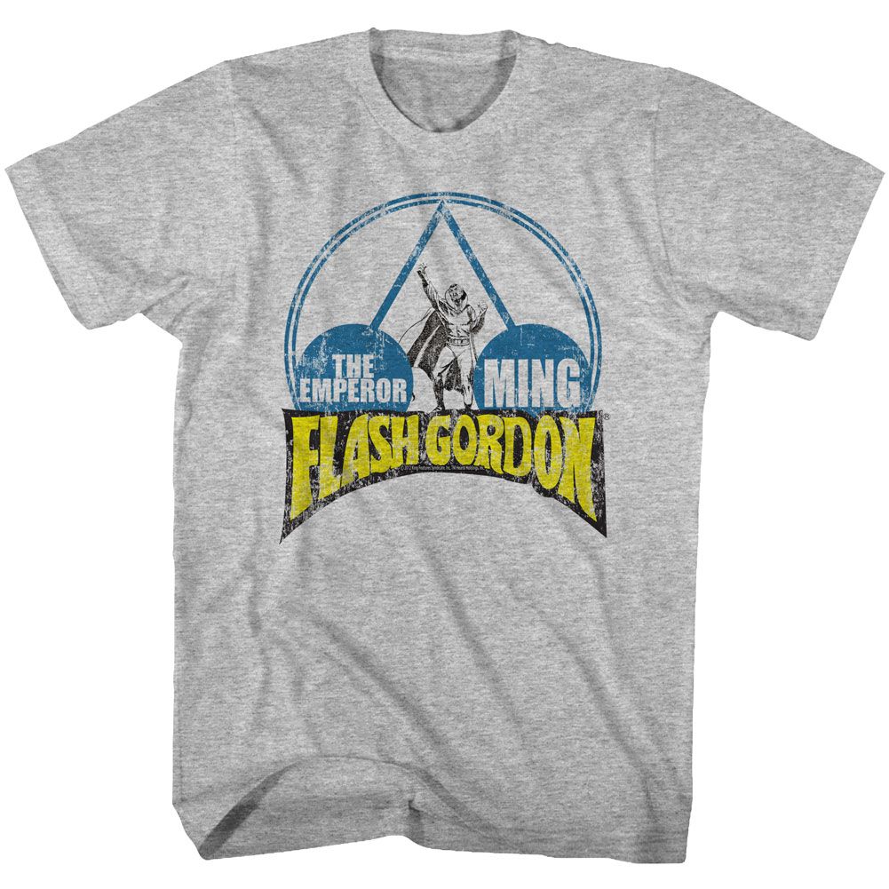 Gray heather Flash Gordon t-shirt featuring Flash Gordon Emperor Ming design
