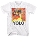 White Flash Gordon t-shirt featuring Flash Gordon YOLO design