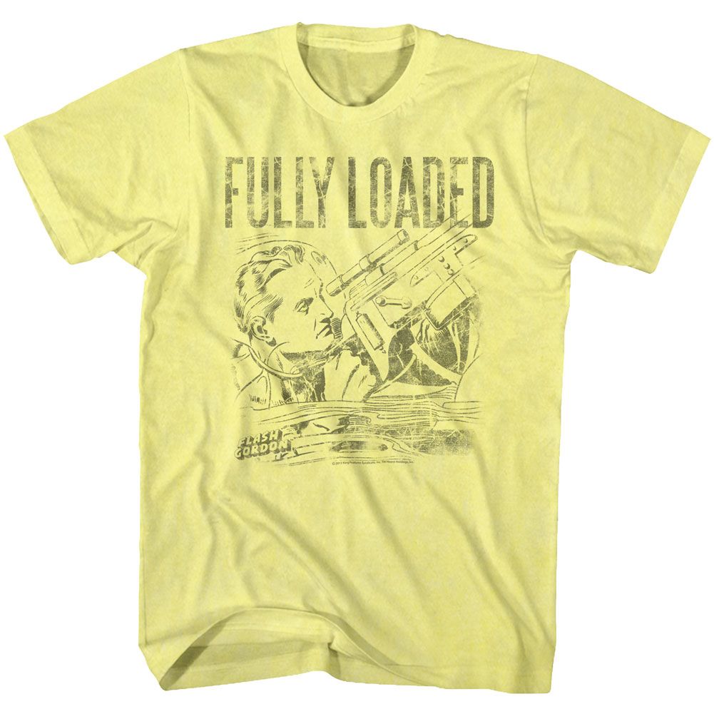 Yellow heather Flash Gordon t-shirt featuring Flash Gordon Fully Loaded design