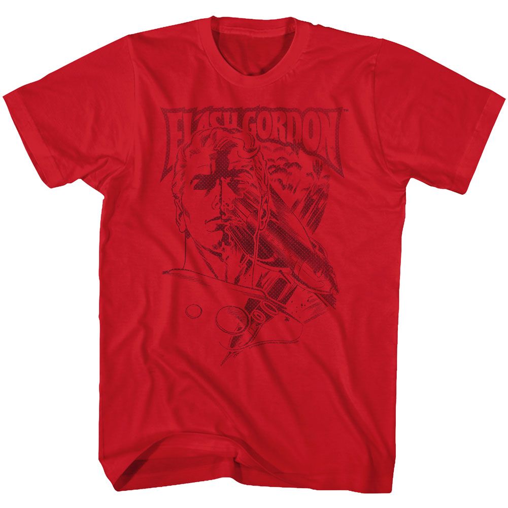 Red Flash Gordon t-shirt featuring Flash Gordon Print design