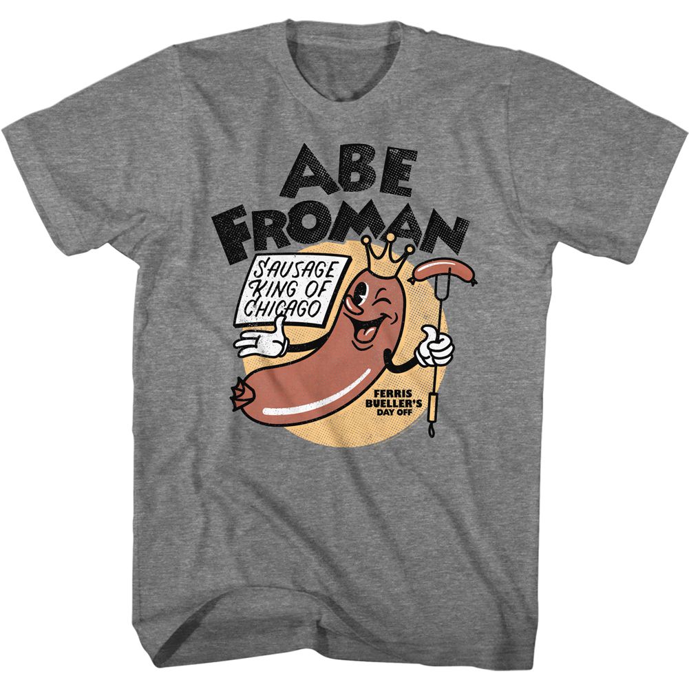 Graphite heather Ferris Bueller's Day Off t-shirt featuring Ferris Buellers Day Off Abe Froman Sausage King design