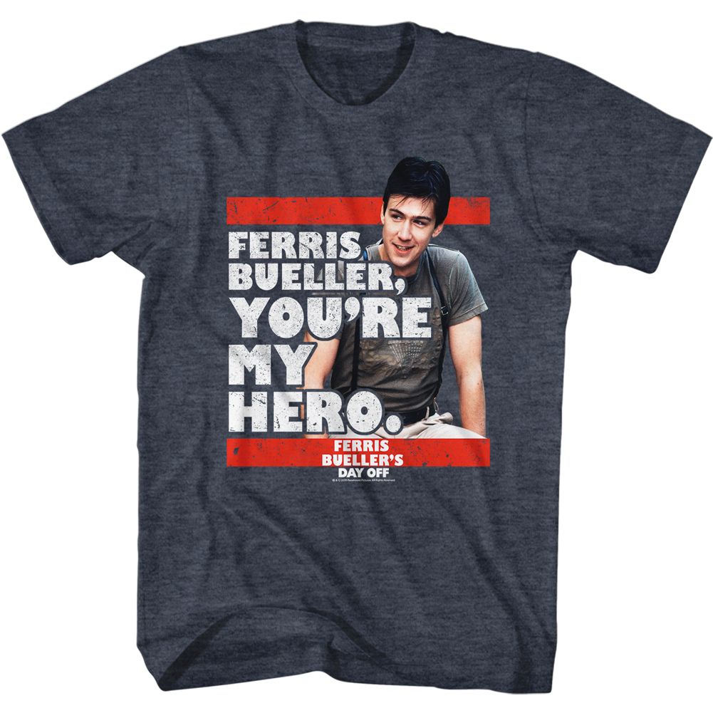Navy heather Ferris Bueller's Day Off t-shirt featuring Ferris Buellers Day Off My Hero design