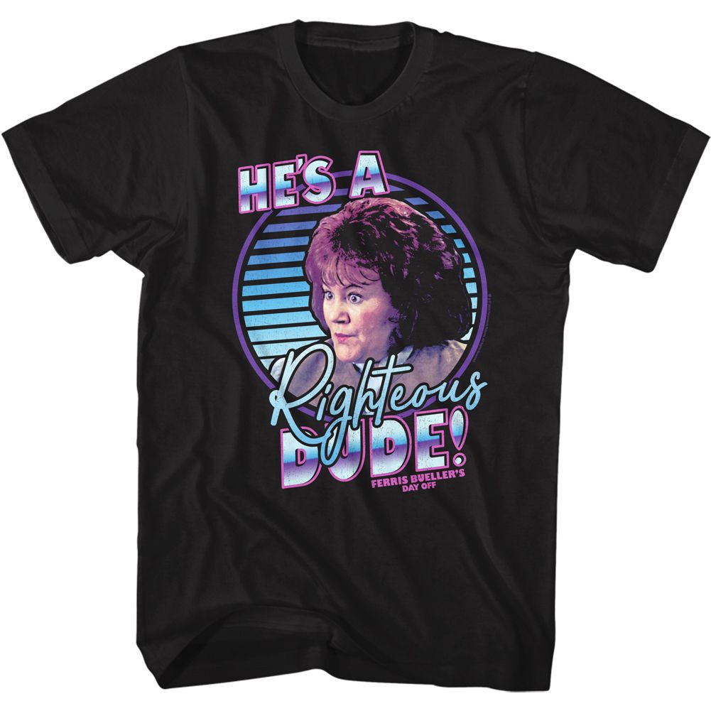 Black Ferris Bueller's Day Off t-shirt featuring Ferris Buellers Day Off Righteous design