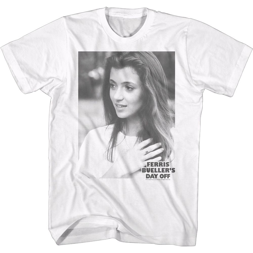 White Ferris Bueller's Day Off t-shirt featuring Ferris Buellers Day Off Sloane Photo design