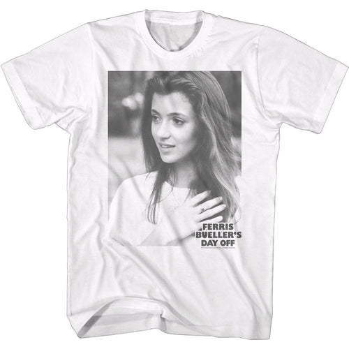 White Ferris Bueller's Day Off t-shirt featuring Ferris Buellers Day Off Sloane Photo design