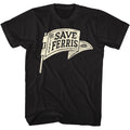 Black Ferris Bueller's Day Off t-shirt featuring Ferris Buellers Day Off Save Ferris Pennant design