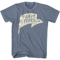 Indigo heather Ferris Bueller's Day Off t-shirt featuring Ferris Buellers Day Off Save Ferris Pennant design