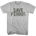 Gray heather Ferris Bueller's Day Off t-shirt featuring Ferris Buellers Day Off Save Ferris Pennant design