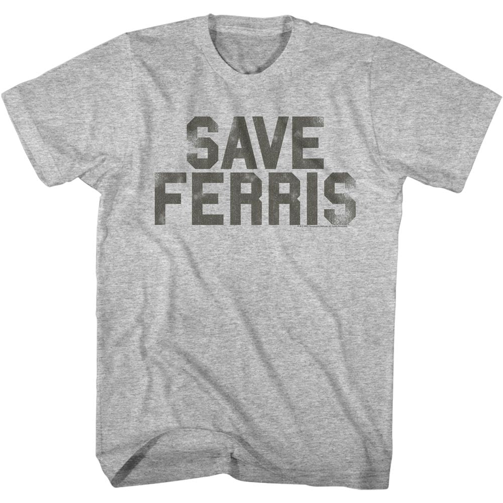 Gray heather Ferris Bueller's Day Off t-shirt featuring Ferris Buellers Day Off Save Ferris Pennant design
