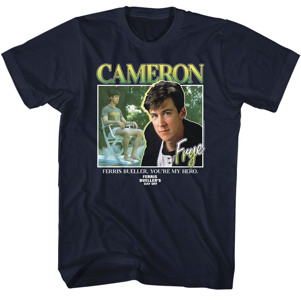 Navy Ferris Bueller's Day Off t-shirt featuring Ferris Buellers Day Off Cameron Frye design