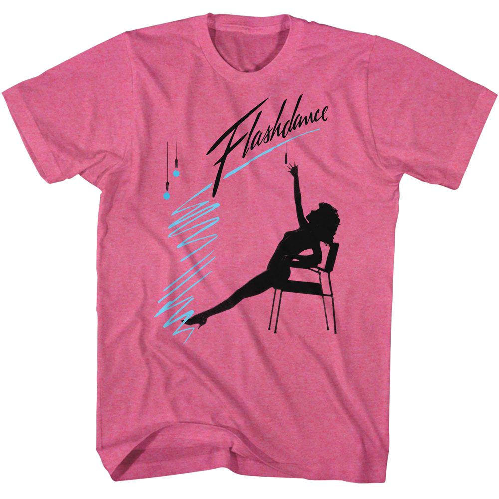 Retro pink heather Flashdance t-shirt featuring Flashdance Silhouette Chair Chain Pull design
