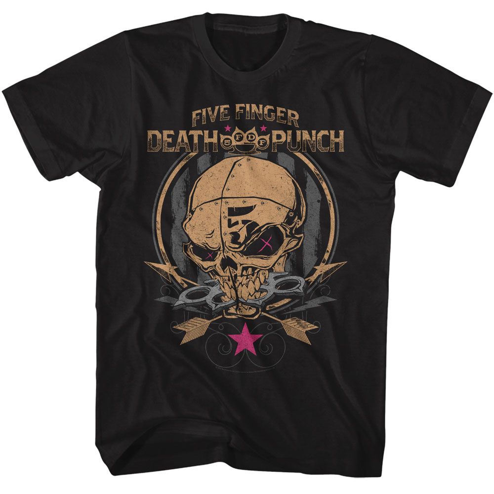 Black Five Finger Death Punch t-shirt featuring Five Finger Death Punch Skull And Arrows design