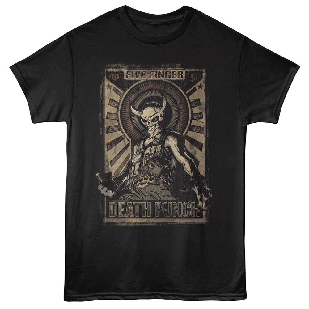 Black Five Finger Death Punch t-shirt featuring Five Finger Death Punch FFDP Merc design