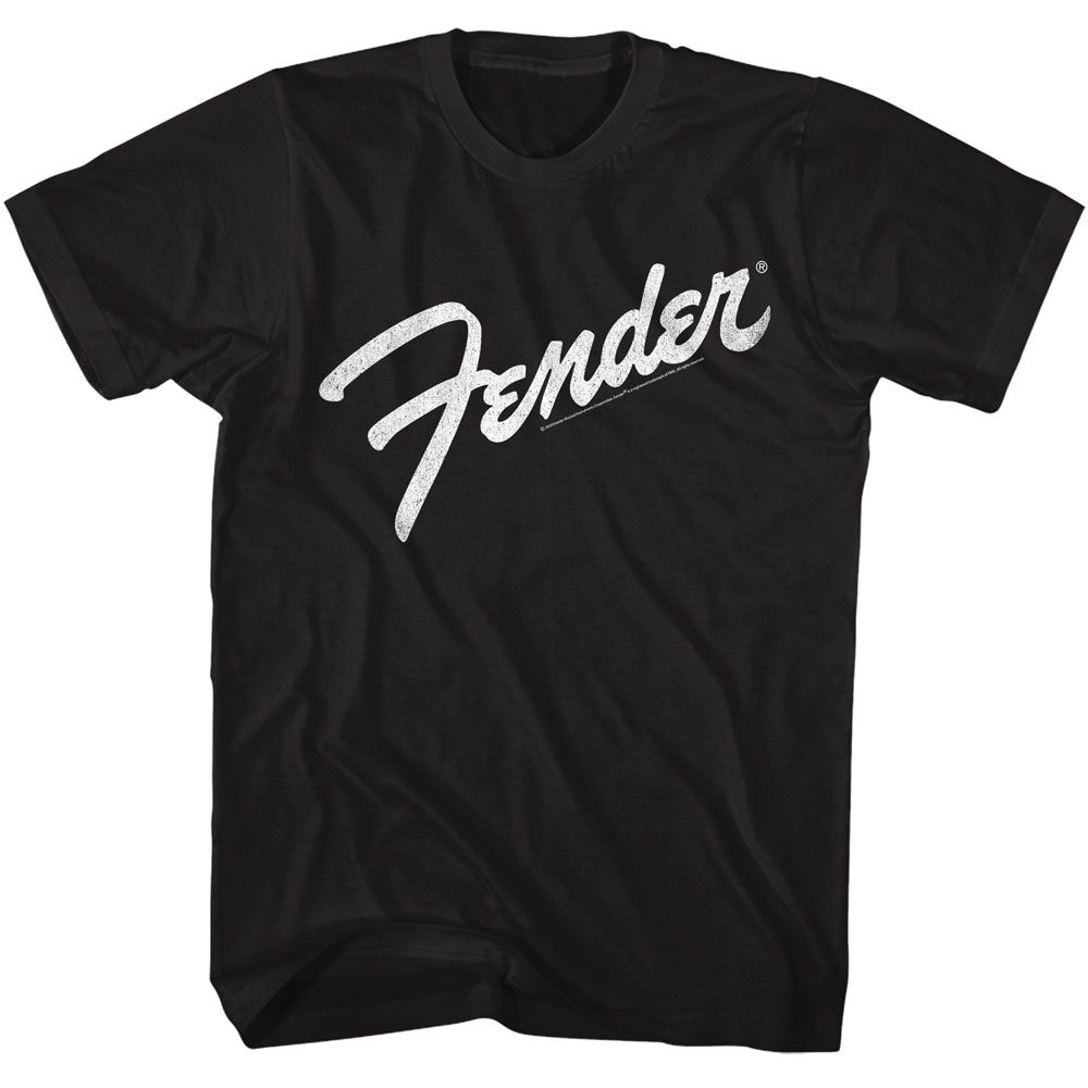 Black Fender t-shirt featuring Fender Logo Black And White design