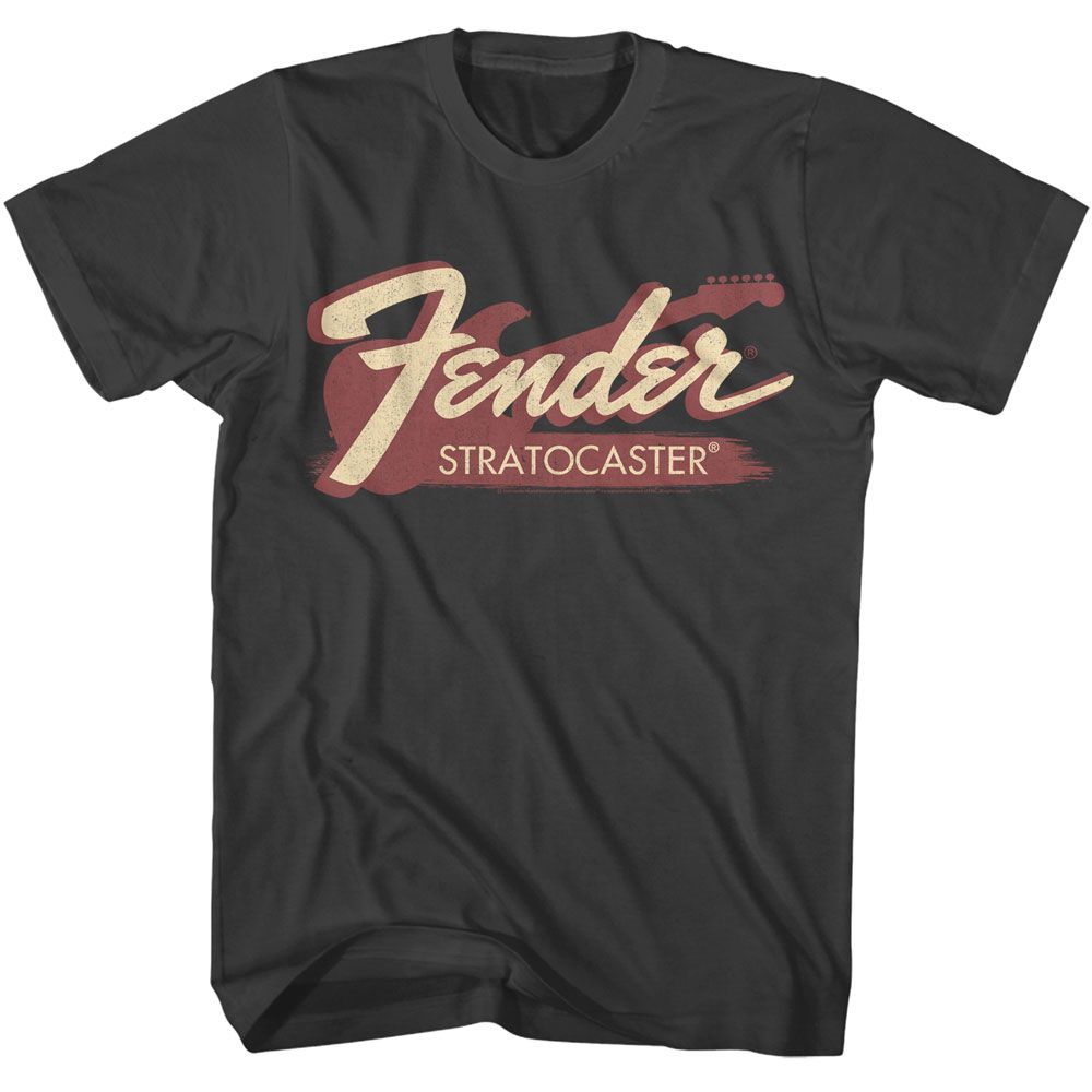 Smoke gray Fender t-shirt featuring Fender Stratocaster design