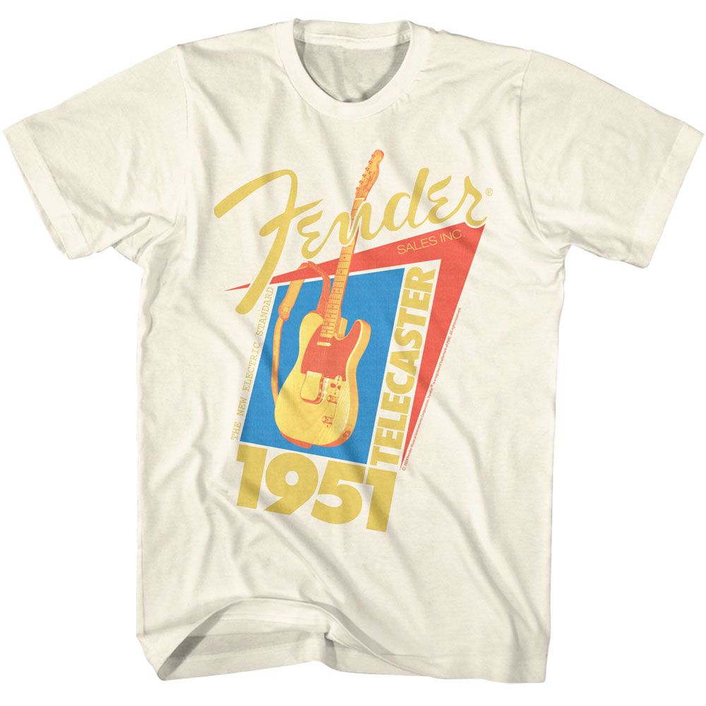 Natural Fender t-shirt featuring Fender Telecaster 1951 design