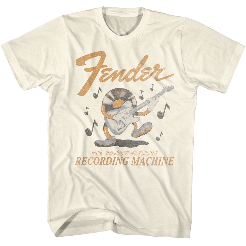 Natural Fender t-shirt featuring Fender Recording Machine design