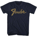 Navy Fender t-shirt featuring Fender Worn Logo design