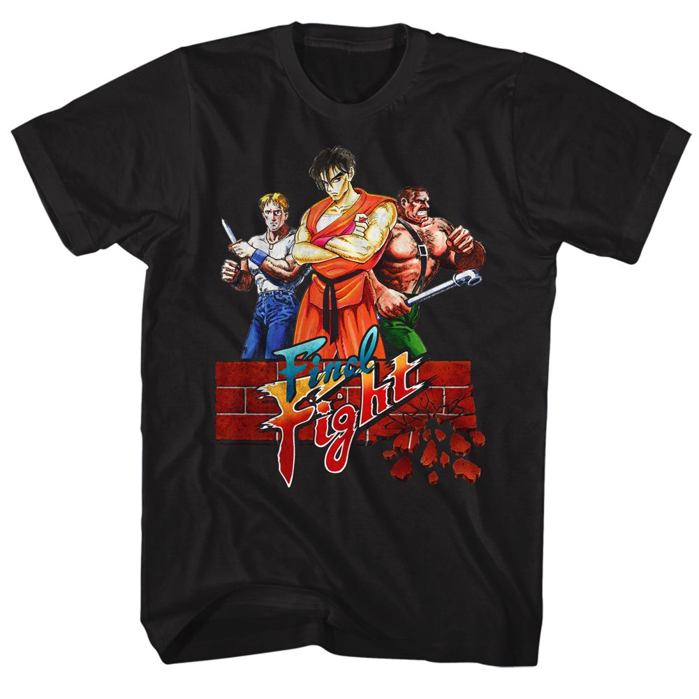 Black Final Fight t-shirt featuring Final Fight 1989 arcade design