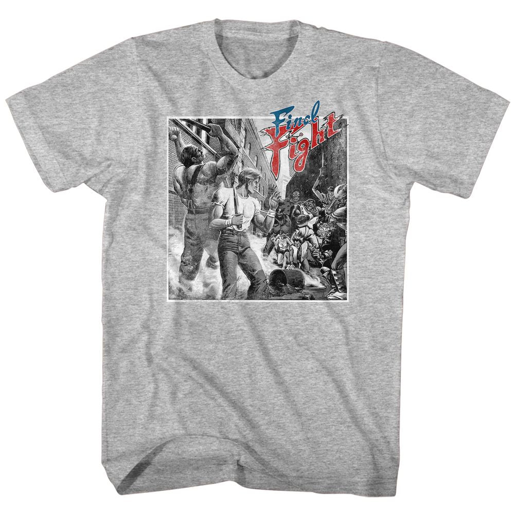 Gray heather Final Fight t-shirt featuring Final Fight Black And White Fight design