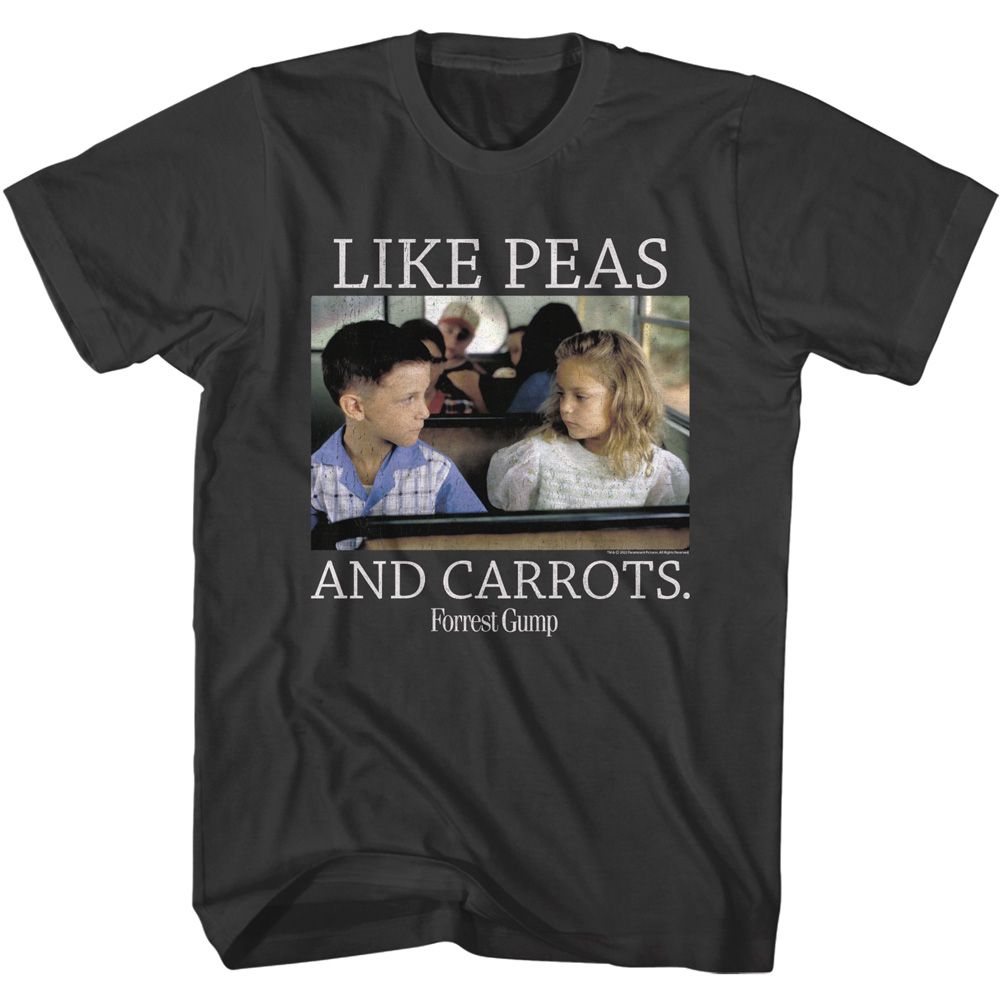 Smoke gray Forrest Gump t-shirt featuring Forrest Gump Like Peas And Carrots design
