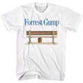 White Forrest Gump t-shirt featuring Forrest Gump Logo And Bench design