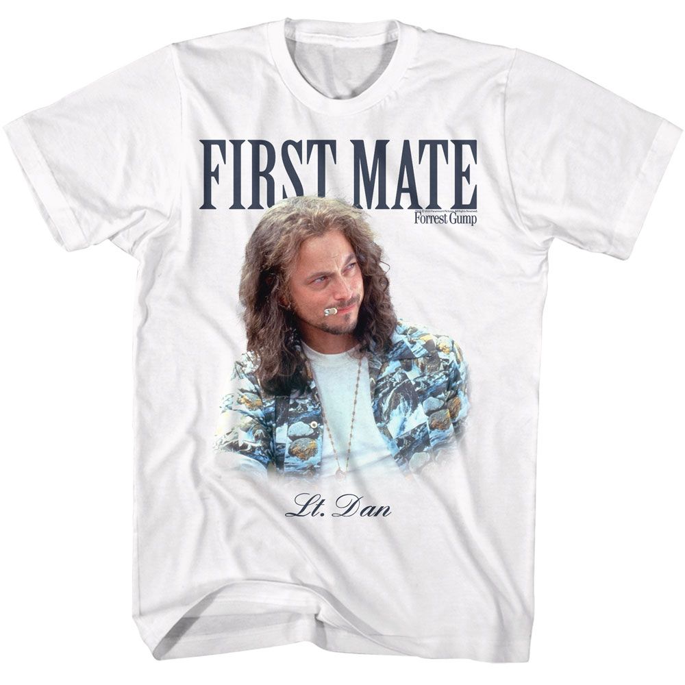 White Forrest Gump t-shirt featuring Forrest Gump First Mate Bubba Gump design