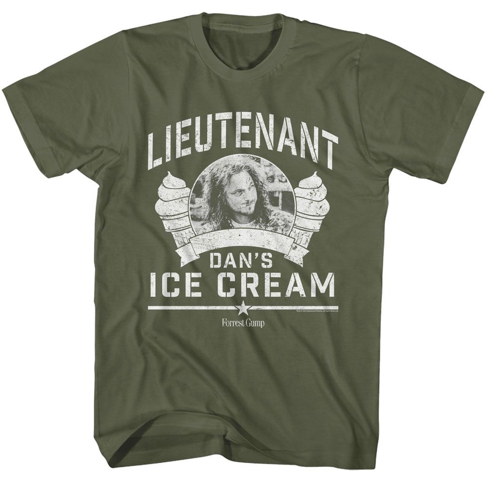 Military green Forrest Gump t-shirt featuring Forrest Gump Lt Dan Ice Cream design