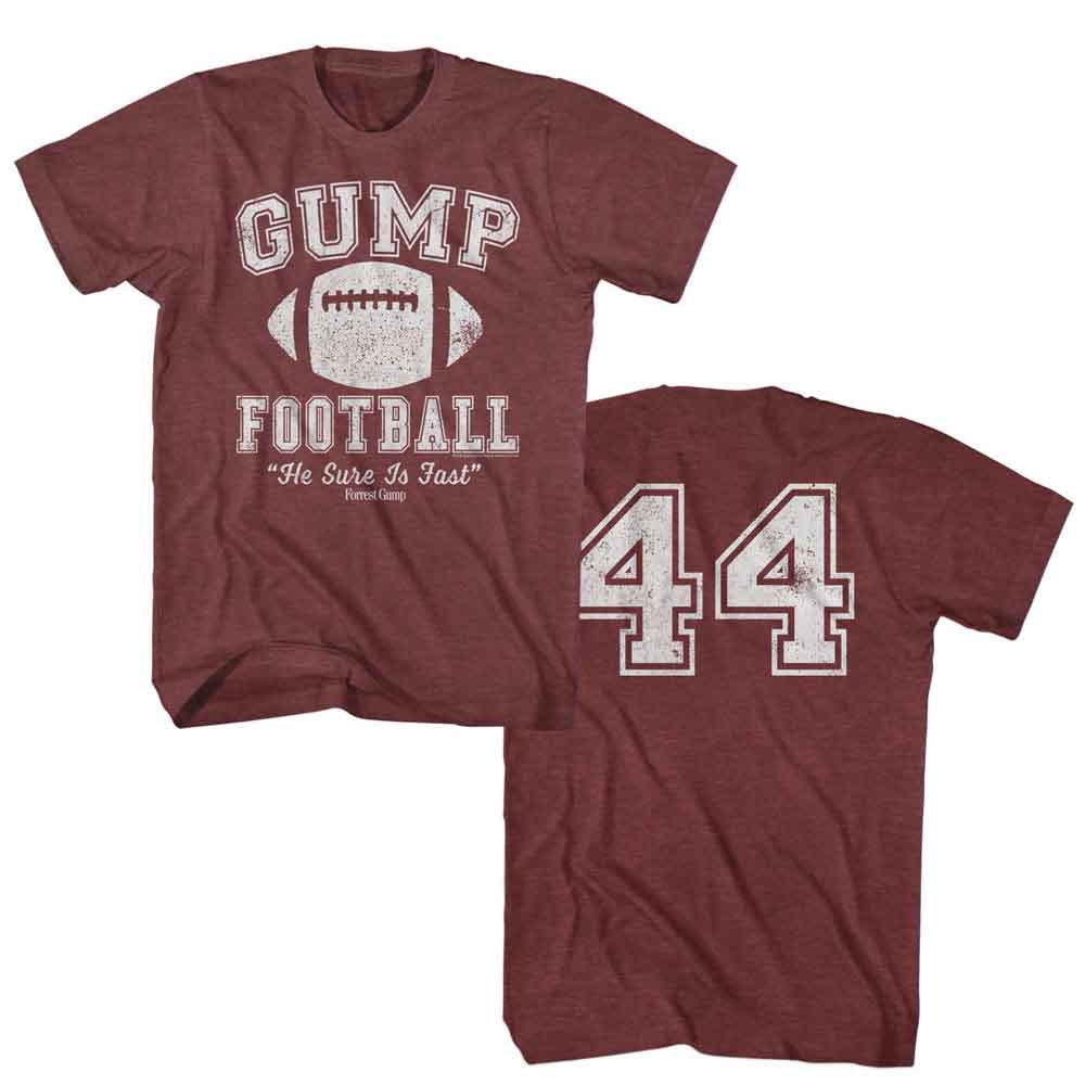 Vintage maroon heather Forrest Gump t-shirt featuring Forrest Gump Football Alabama design