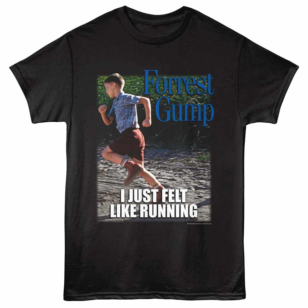 Black Forrest Gump t-shirt featuring a Felt Like Running design