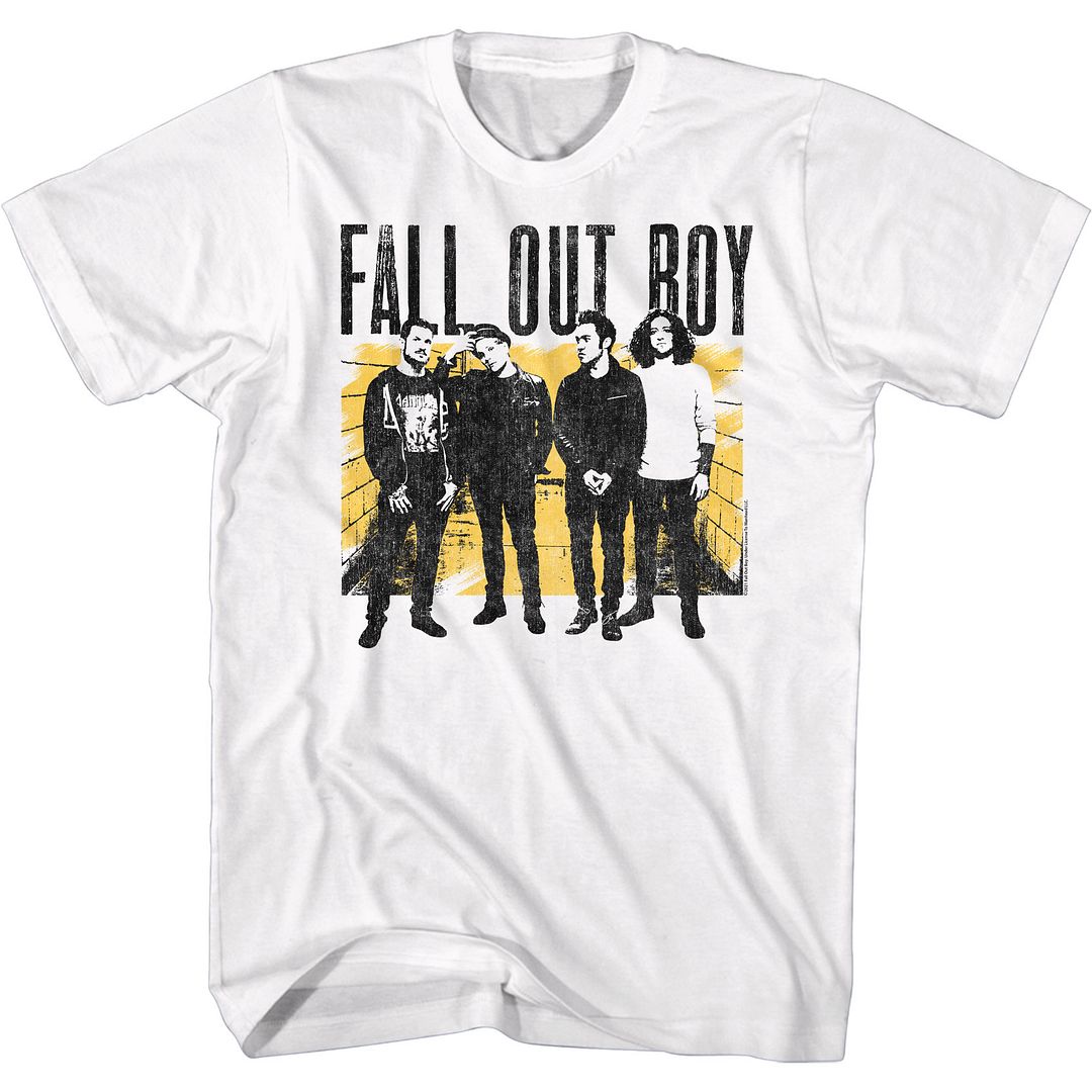 White Fall Out Boy t-shirt featuring Fall Out Boy Block design