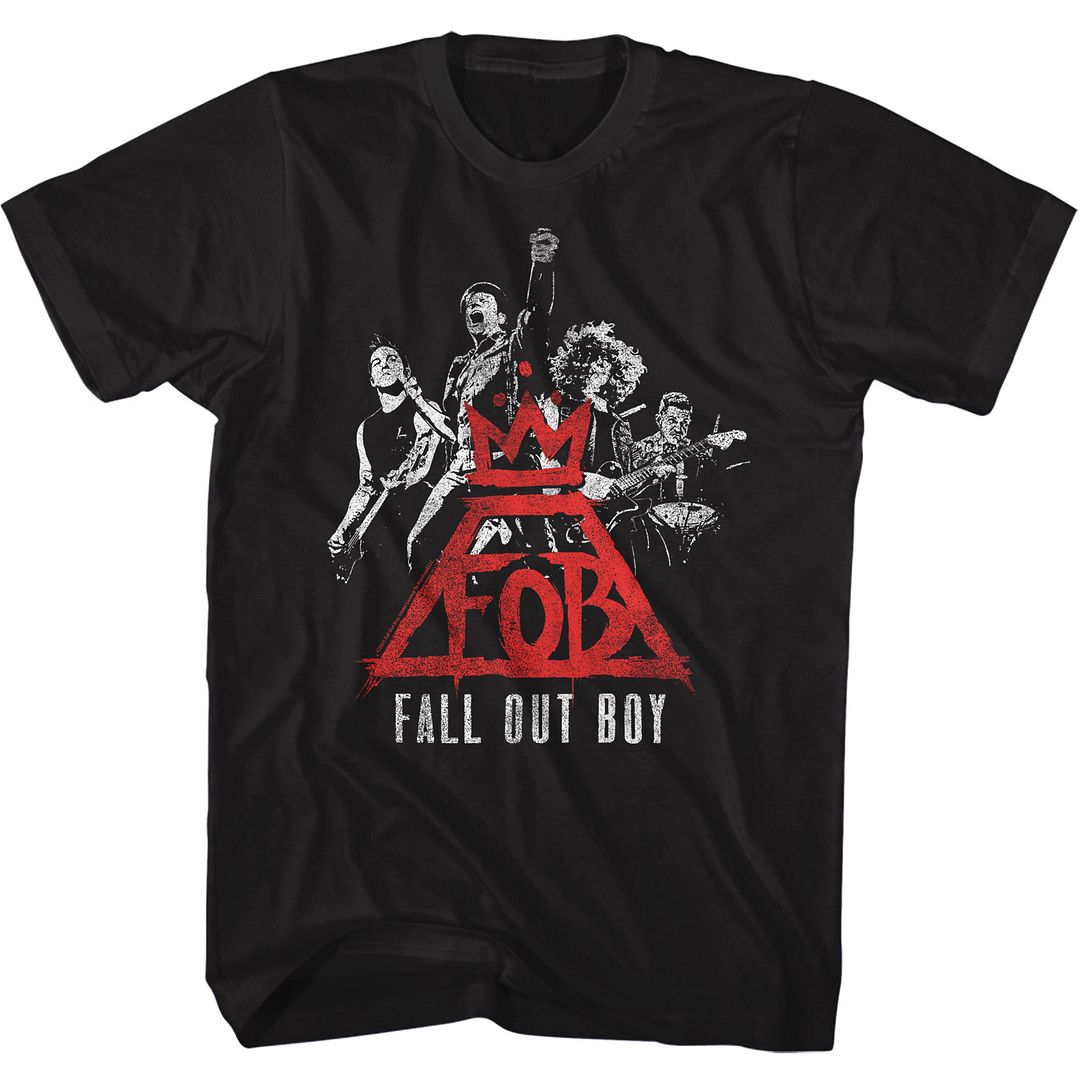 Black Fall Out Boy t-shirt featuring Fall Out Boy Logo Band design