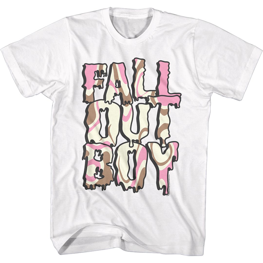 White Fall Out Boy t-shirt featuring Fall Out Boy Neapolitan Logo design