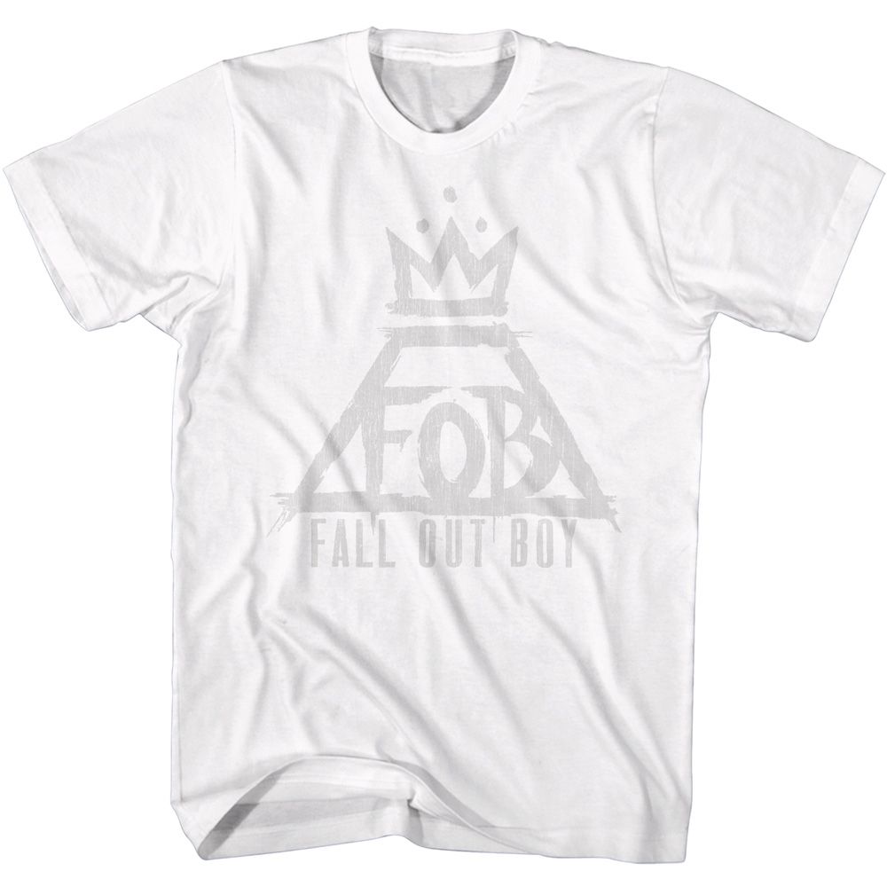 White Fall Out Boy t-shirt featuring Fall Out Boy Triangle Crown Logo design