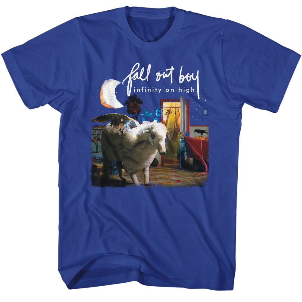 Royal blue Fall Out Boy t-shirt featuring Fall Out Boy Infinity On High 2007 album design