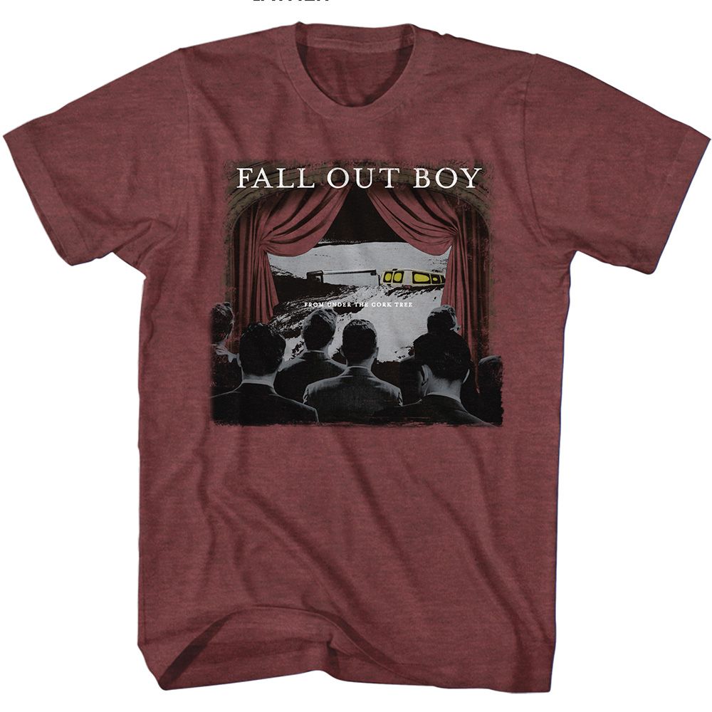 Vintage maroon heather Fall Out Boy t-shirt featuring Fall Out Boy From Under The Cork Tree 2005 album design