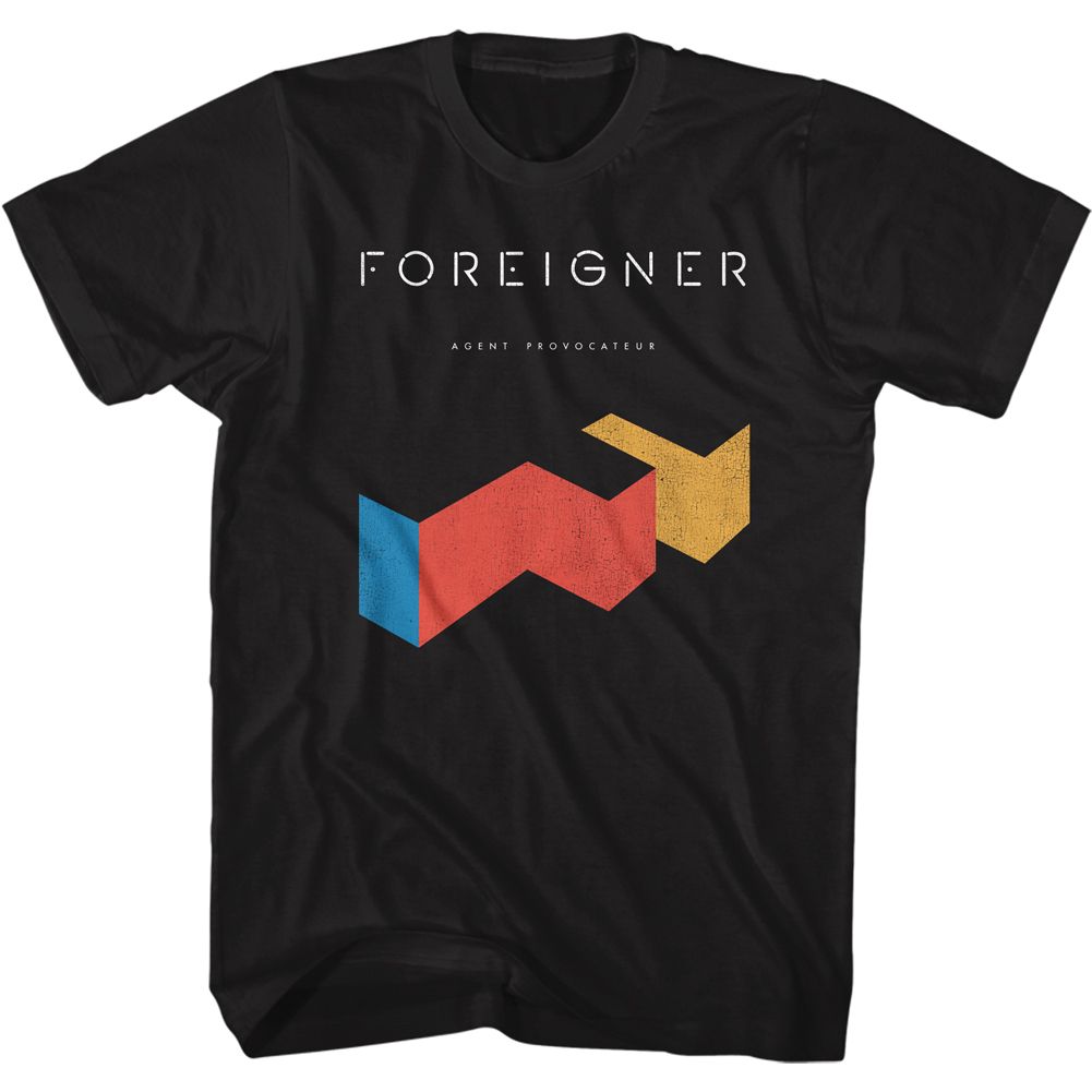 Black Foreigner t-shirt featuring Foreigner Agent Provocateur 1984 album design