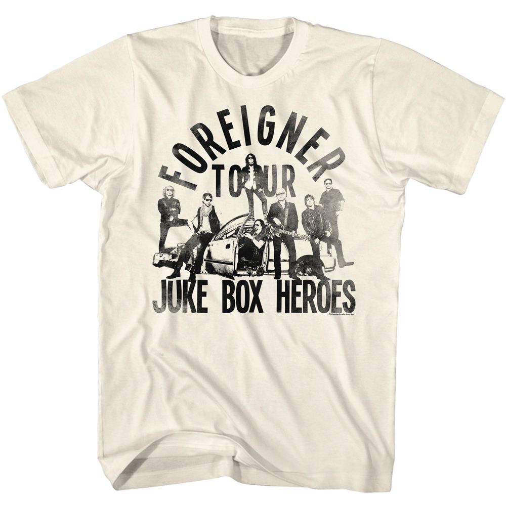 Natural Foreigner t-shirt featuring Foreigner Juke Box Heroes design