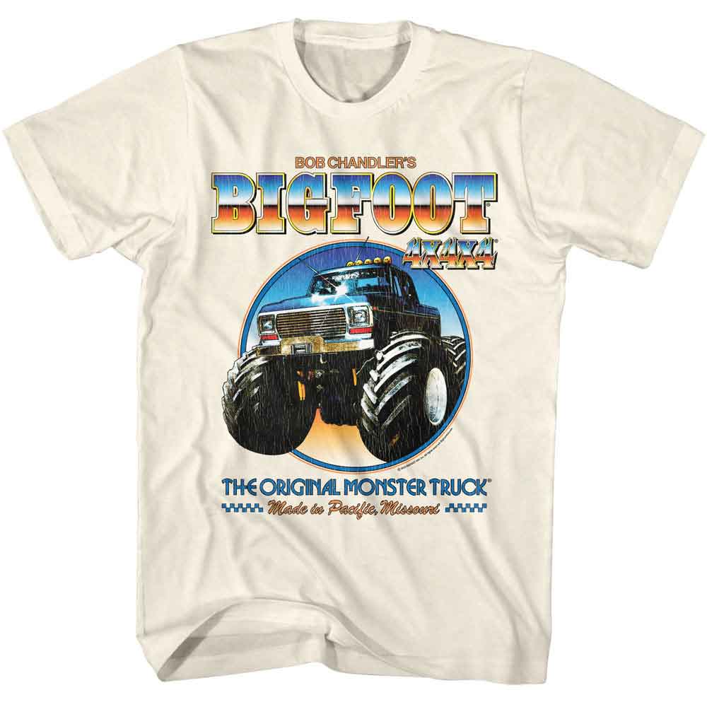Natural Bigfoot t-shirt featuring Bigfoot 1982 monster truck design