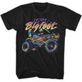 Black Bigfoot t-shirt featuring Bigfoot Multicolor design