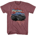 Vintage maroon heather Bigfoot t-shirt featuring Bigfoot Splatter Background design