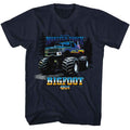 Navy Bigfoot t-shirt featuring Bigfoot Truck And Trees design