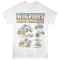 White Bigfoot t-shirt featuring Bigfoot Multi Trucks design